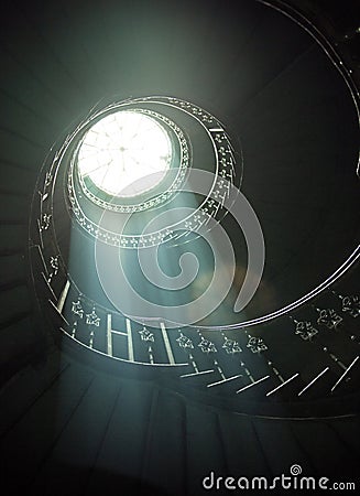 Delicate sunlights among spiral stairs