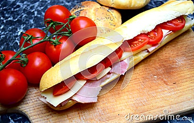 Delicious baguette sandwiches