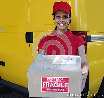 Delivery courier delivering postal packages