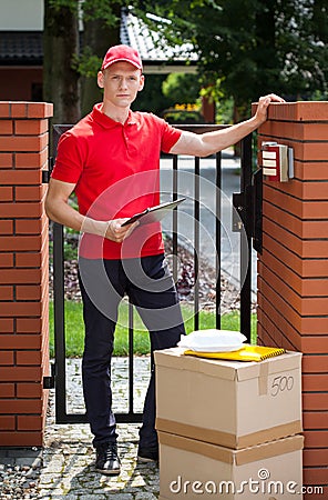 Delivery guy waiting for customer