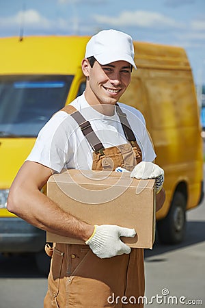 Delivery man with parcel box