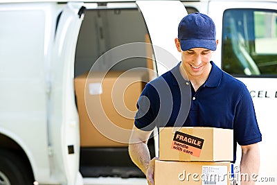 Delivery: Standing By Van with Boxes