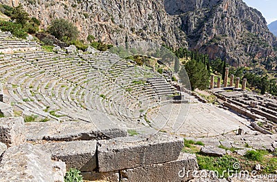Delphi theater and Apollo temple, Greece