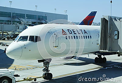 Delta aircraft at the gate at San Diego International Airport