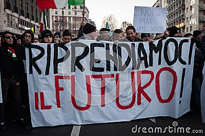 Demonstrators protesting against the government in Milan, Italy