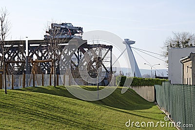 Demounting the Stary most bridge, Bratislava