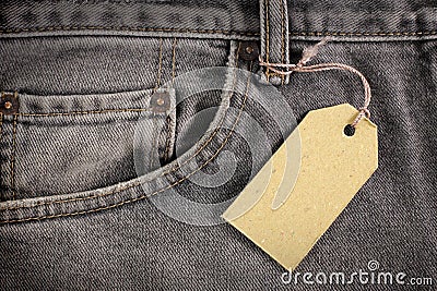 Denim jeans with price tag