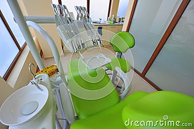 Dental chair and utensils (doctors office)