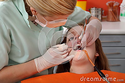 Dental procedure, drilling and filling tooth