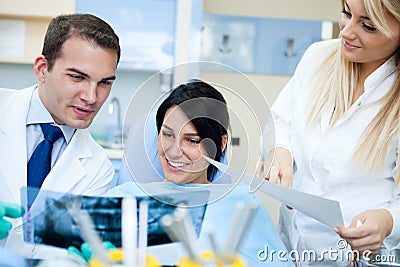 Dentist explaining x-ray