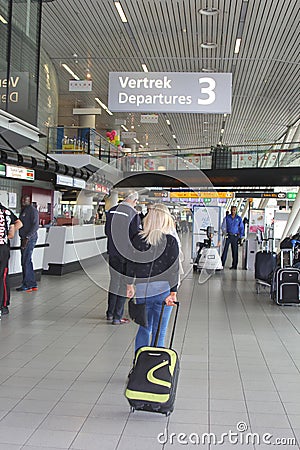 Departing passengers and information desk,Schiphol