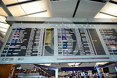 Departure display of Singapore Changi Airport