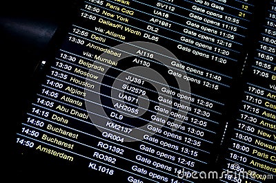 Departures flight information schedule in international airport