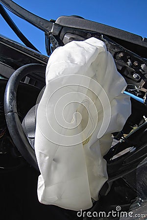 Deployed Crash Air Bag in a Car after an Accident