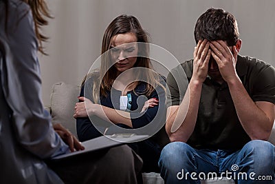 Depressed couple on psychotherapy