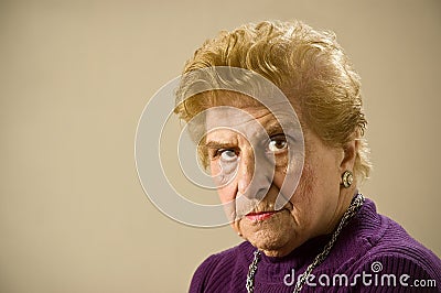 Depressed old woman.