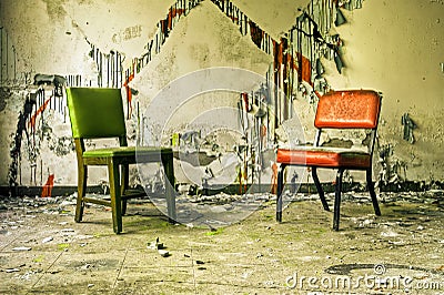 Derelict Chairs in Abandoned Building