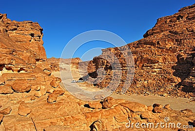 Desert mountains with the blue sky