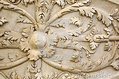 Detail of ancient roman shield carved in stone