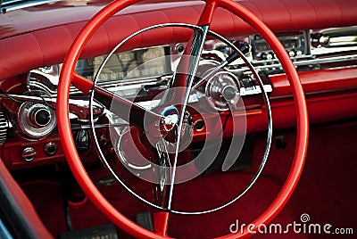 Detail of a classic red dream car