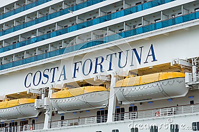 Detail of a cruise liner Costa Fortuna