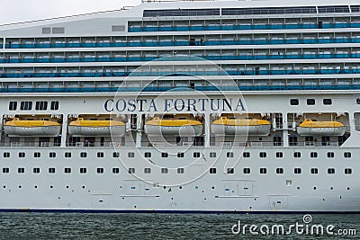 Detail of a cruise liner Costa Fortuna