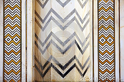 Detail marbled mosaic of symmetric jagged lines