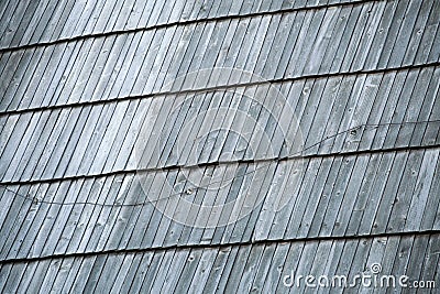 Detail of protective wooden shingle on roof