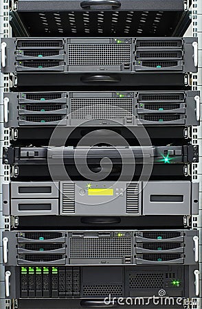 Detail of servers rack in a server room