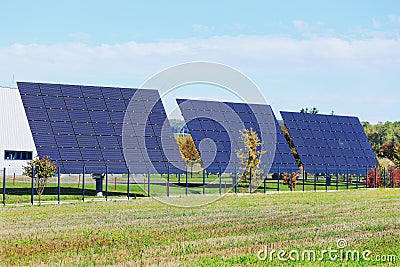 Detail of the Solar Power Station on spring Meadow