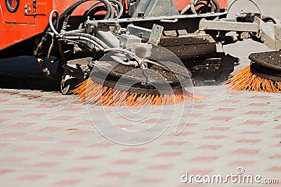 Detail of a street sweeper machine/car