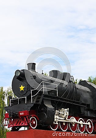Detail of vintage steam engine locomotive