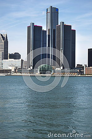 Detroit Skyline Detroit River Forground