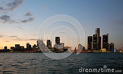 Detroit skyline night