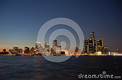 Detroit skyline by night