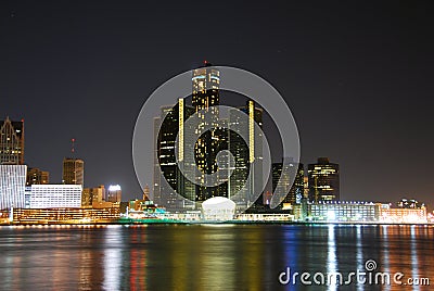 Detroit skyline at night