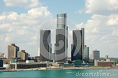 Detroit skyline with three towers