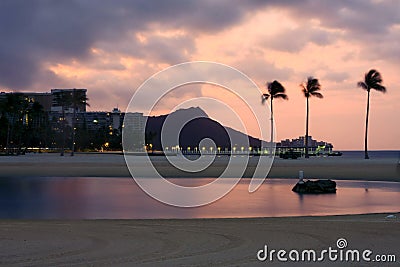 Diamond Head, Oahu, Hawaii, at sunrise.