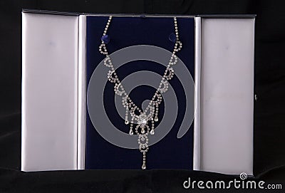 Diamond necklace in a case