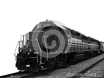 Diesel Electric Freight Locomotive on Train Tracks