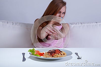 Dieting girl can t eat dinner