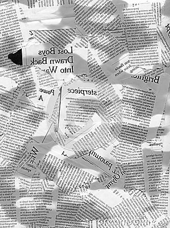 Different shaped scraps of newspapers