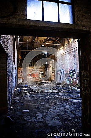 Dilapidated abandoned Detroit warehouse