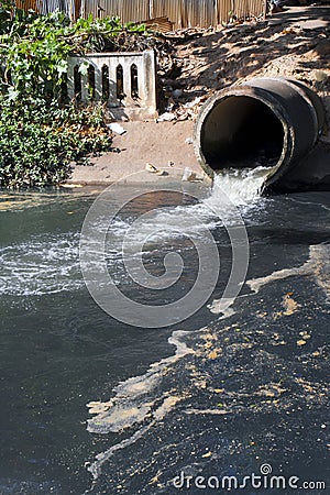 Dirty drain, Water pollution in river