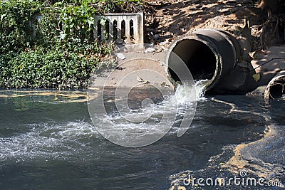 Dirty drain, Water pollution in river