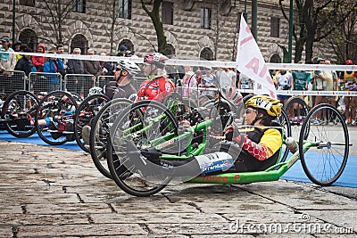 Disabled athletes taking part in Stramilano
