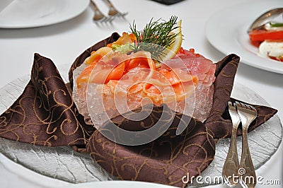 A dish of salmon