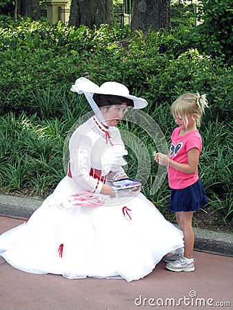 Disney Character Meeting Child at Epcot Theme Park