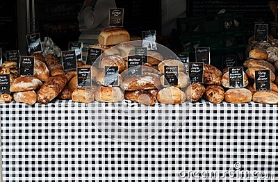 Display of bread at a market stall