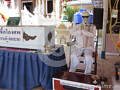 Display for coffin donation in Pattaya Thailand